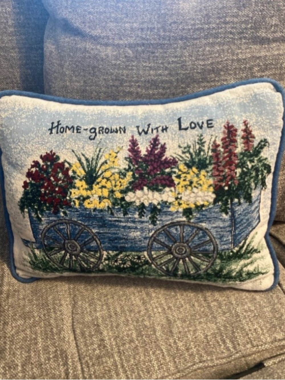 Small Vintage Home-Grown With Love Tapestry Throw Pillow